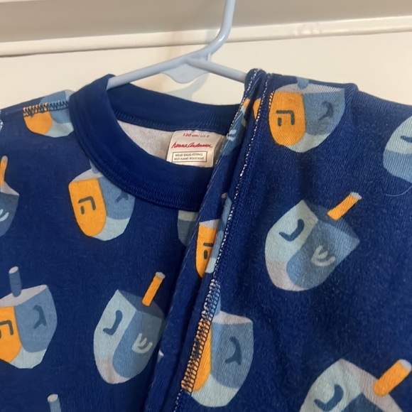 Hanna Andersson Hanukkah Dreidel Long Pajama Set Size 3T 8 Little Sleepies posh - Picture 4 of 4